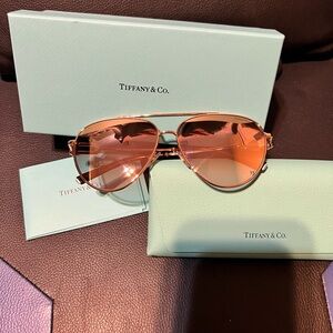 Tiffany & Co. Rose Gold Frame Sunglasses with Pink-Orange Gradient Lenses
